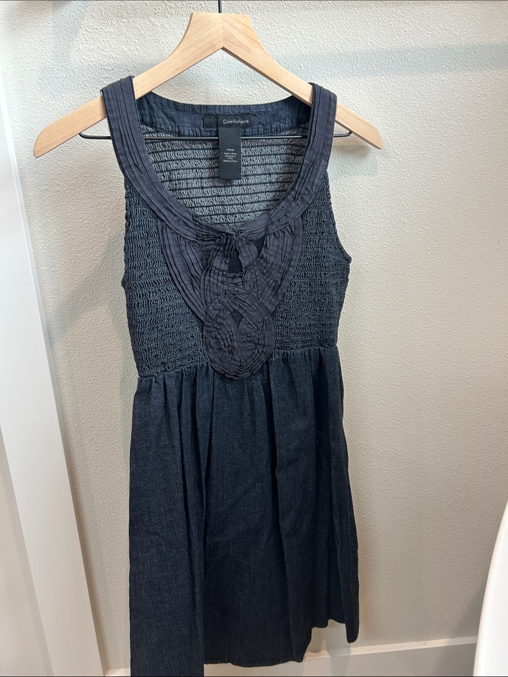 Calvin Klein Jeans Dark Navy Sleeveless Smocked Mini Dress